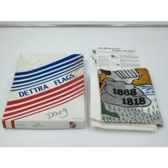 Dettra Flag State Of Illinois - 3' x 5' - Dura-Lite Nylon Made In USA New W/ Box - Picture 3 of 5
